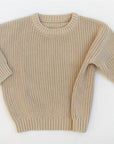 Chase Oversized Baby Pullover in Chai – 100% Organic Cotton, Cozy & Warm, Perfect for Fall & Winter, Stylish and Comfortable Baby Sweater, Ideal Gift for Newborns and Toddlers