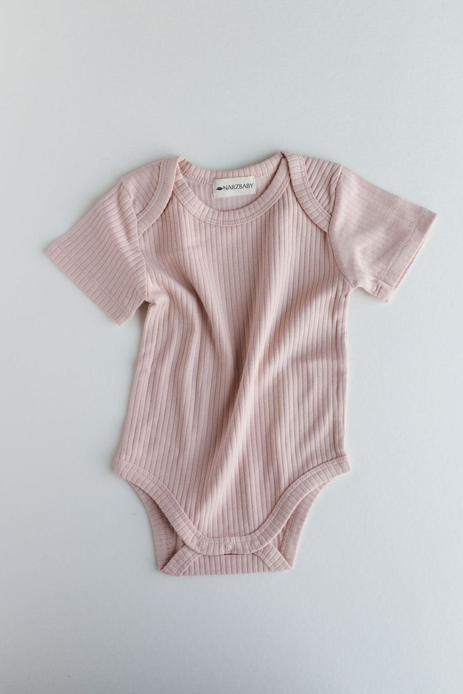 Narz Baby Bodysuit 0-3 MO / pale pink Ribbed Short Sleeve Bodysuit 50