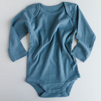 Narz Baby Bodysuit 0-3 MO / Teal Ribbed Long Sleeved Bodysuit