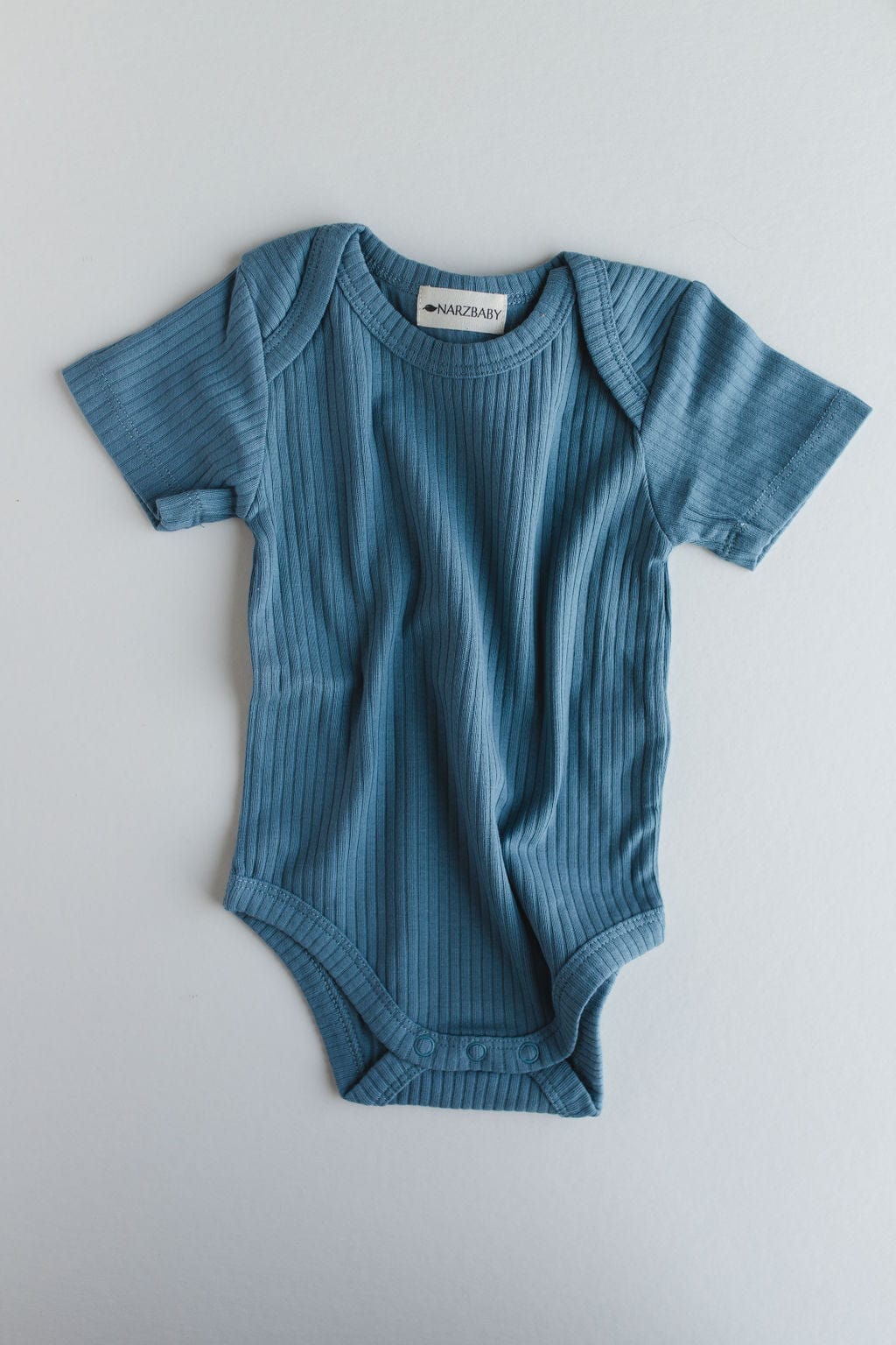 Narz Baby Bodysuit 0-3 MO / teal Ribbed Short Sleeve Bodysuit 50