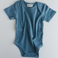 Narz Baby Bodysuit 0-3 MO / teal Ribbed Short Sleeve Bodysuit 50