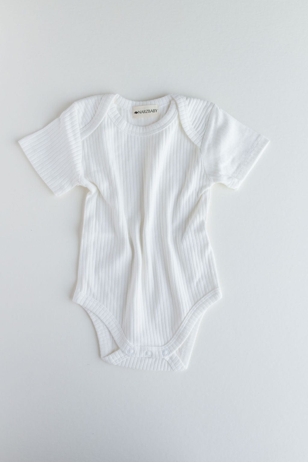 Narz Baby Bodysuit 0-3 MO / white Ribbed Short Sleeve Bodysuit 50