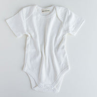 Narz Baby Bodysuit 0-3 MO / white Ribbed Short Sleeve Bodysuit 50