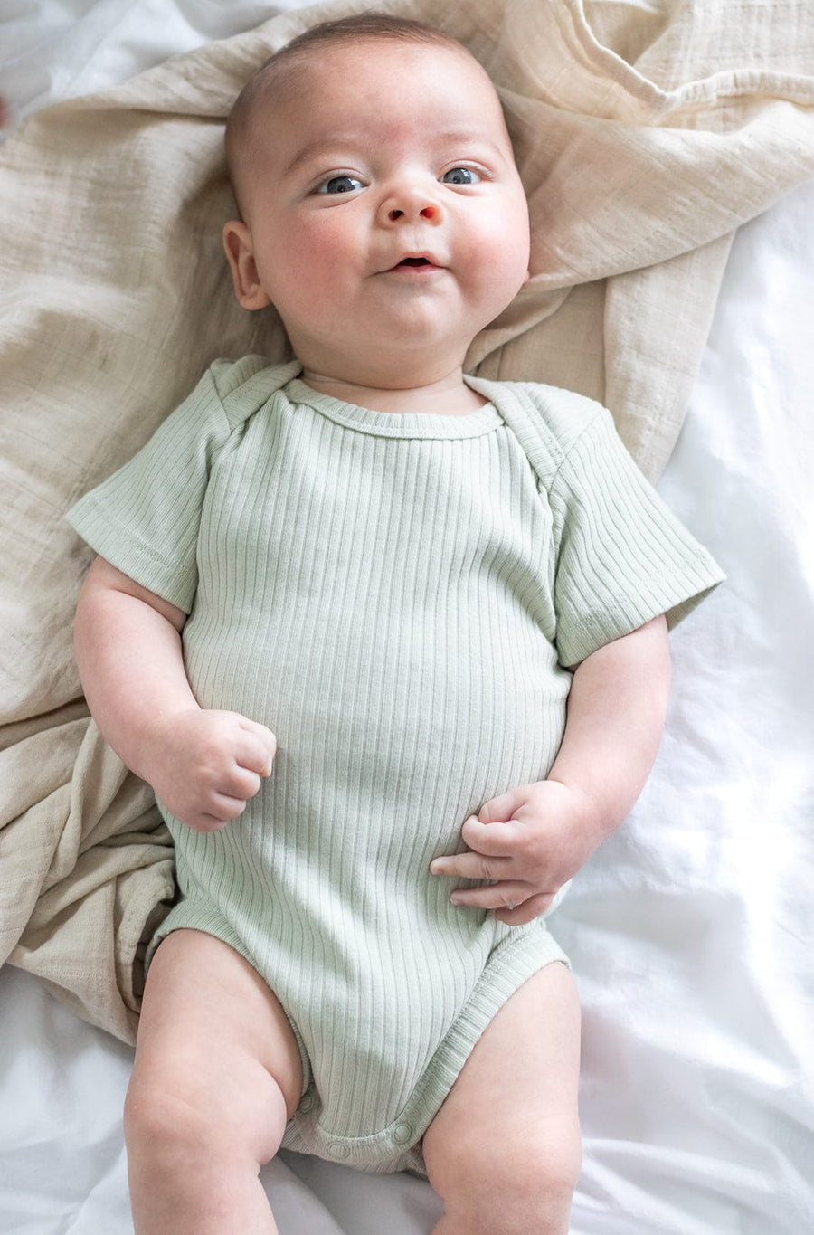 Narz Baby Bodysuit Ribbed Short Sleeve Bodysuit