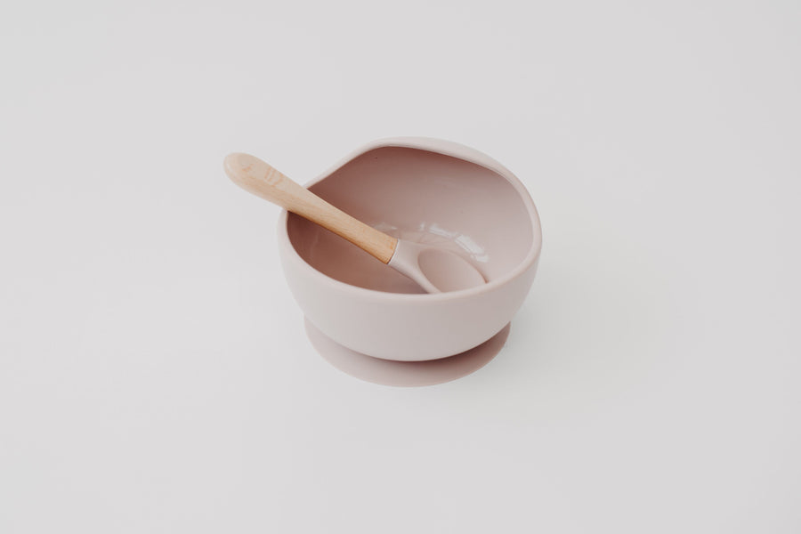 Narz Baby Bowl & Spoon Set Blush Silicone Bowl & Spoon