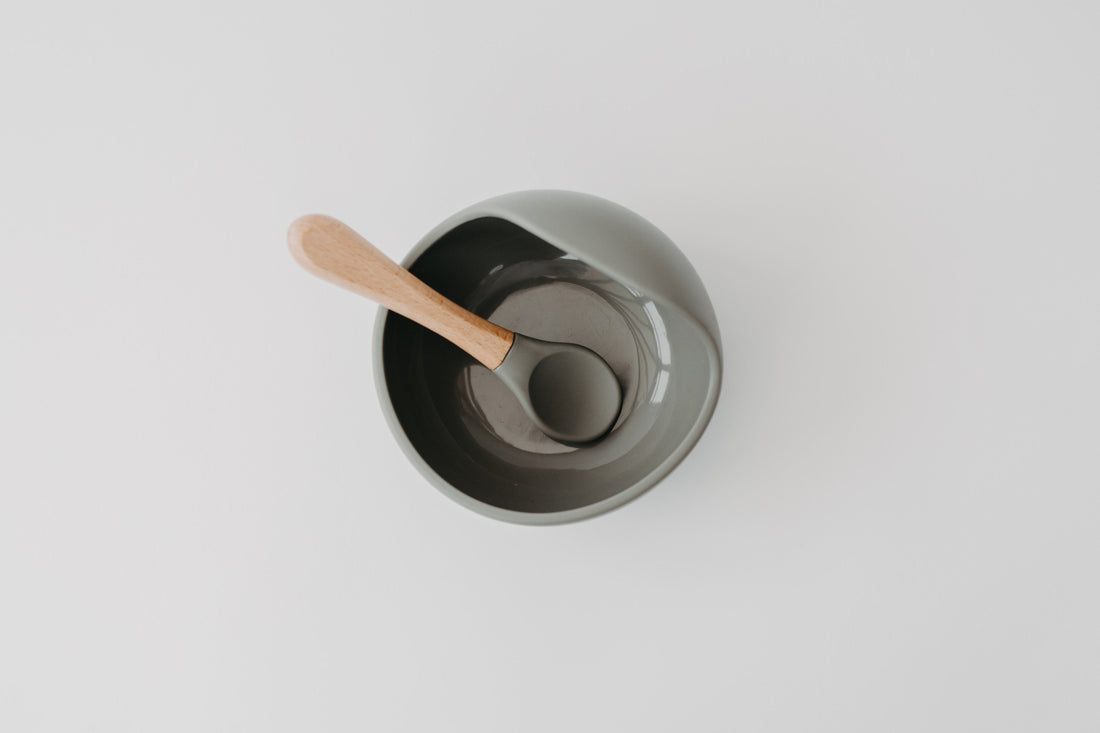 Narz Baby Bowl & Spoon Set Sage Silicone Bowl & Spoon
