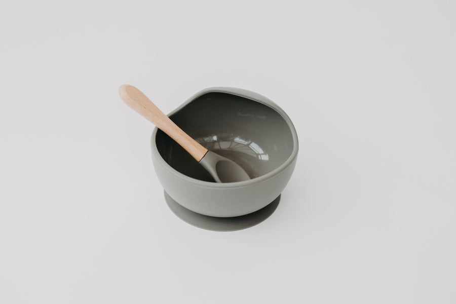 Narz Baby Bowl & Spoon Set Sage Silicone Bowl & Spoon