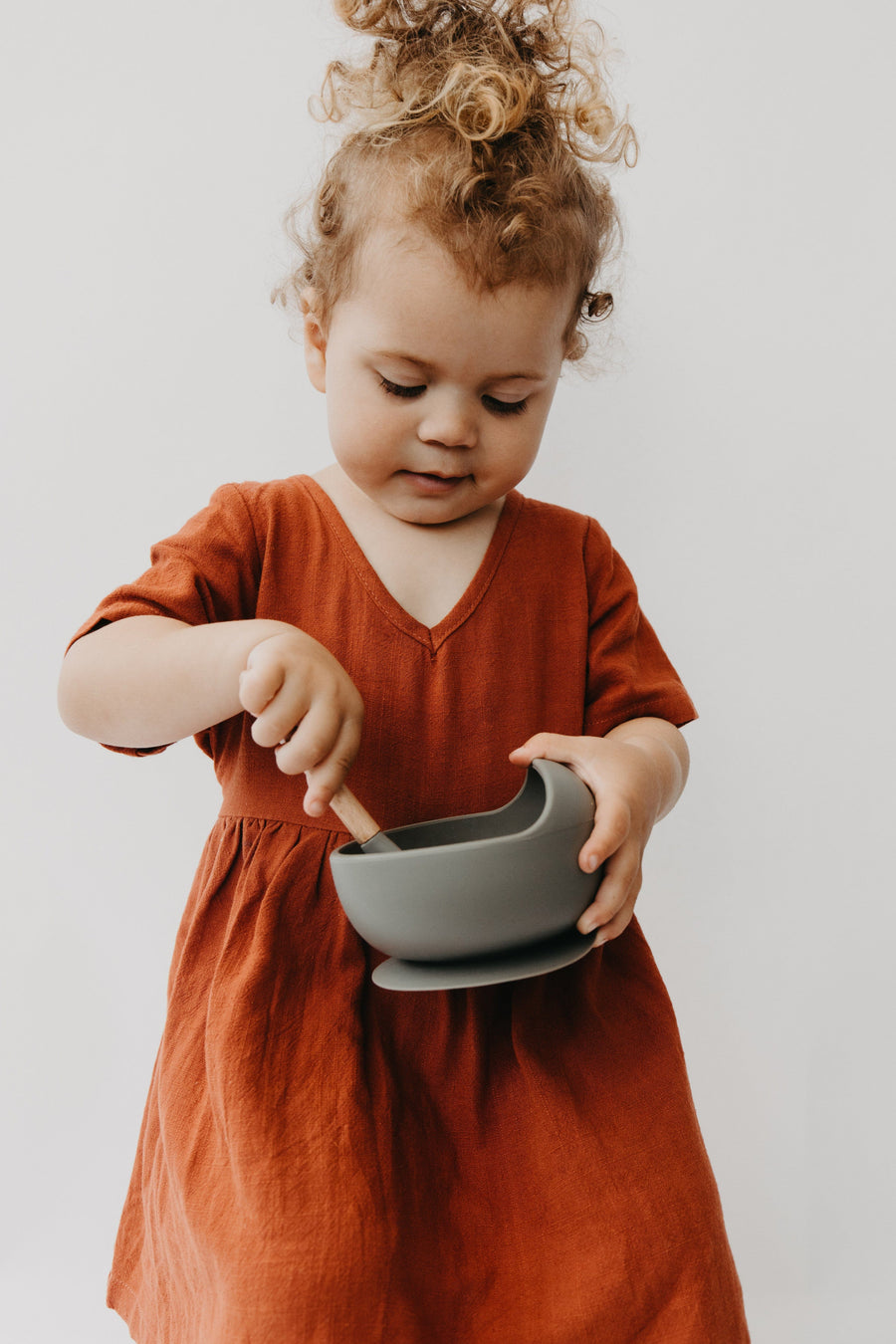 Narz Baby Bowl & Spoon Set Sage Silicone Bowl & Spoon