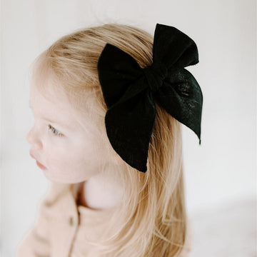 NarZ Baby Bows Black Black Linen Bow