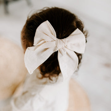 NarZ Baby Bows Clay Linen Bow