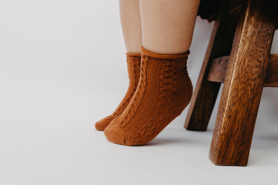 Narz Baby Socks Burnt Sienna / 0-6 MO Cable Knit Socks