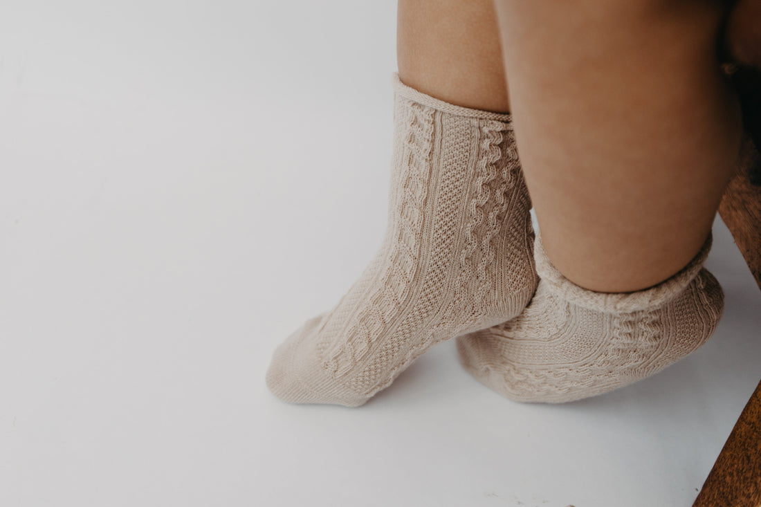 Narz Baby Socks Clay / 0-6 MO Cable Knit Socks