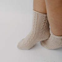 Narz Baby Socks Clay / 0-6 MO Cable Knit Socks