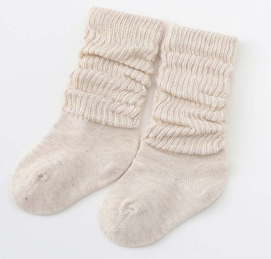 Narz Baby Socks Cream / 0-6 MO Squiggle Scrunch Socks