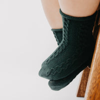 Narz Baby Socks Hunter Green / 0-6 MO Cable Knit Socks