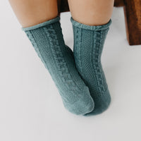 Narz Baby Socks Jade / 0-6 MO Cable Knit Socks
