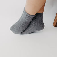 Narz Baby Socks Slate / 0-6 MO Cable Knit Socks