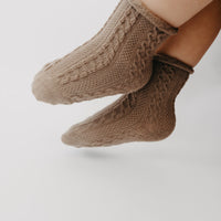 Narz Baby Socks Truffle / 0-6 MO Cable Knit Socks
