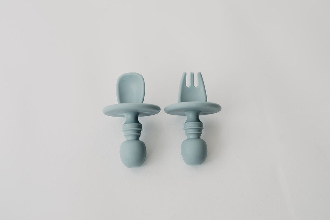 Narz Baby Spoon & Fork Set Seafoam Silicone Mini Spoon and Fork Set