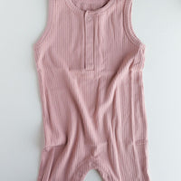 Narzbaby Bodysuit Pale Pink / 0-3 MO Armless Ribbed Romper