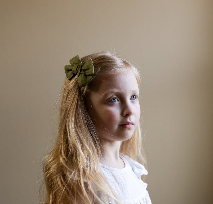 Narzbaby Bows Moss-Hair Clip Linen Hair Bow